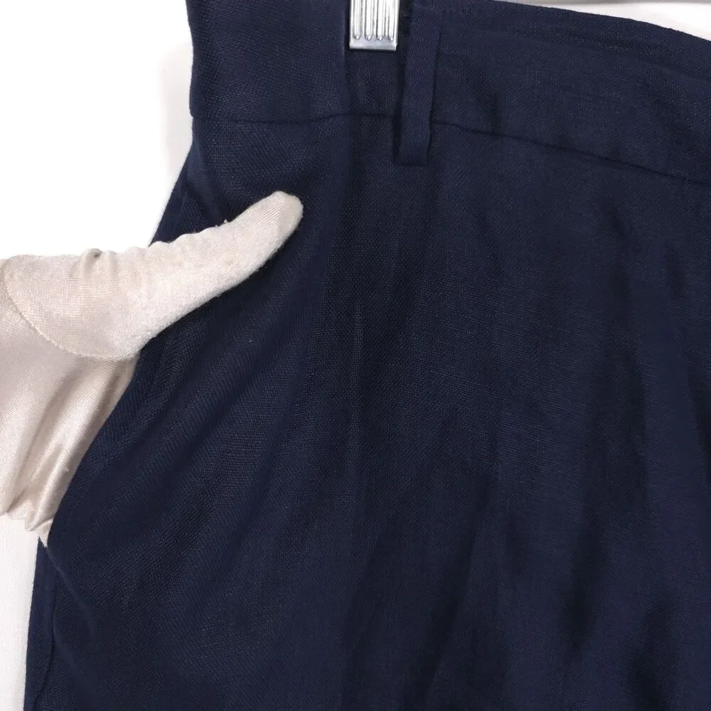 LAUREN RALPH LAUREN‎ New Women’s Pants 16W Navy 100% LINEN Trousers Wide Leg